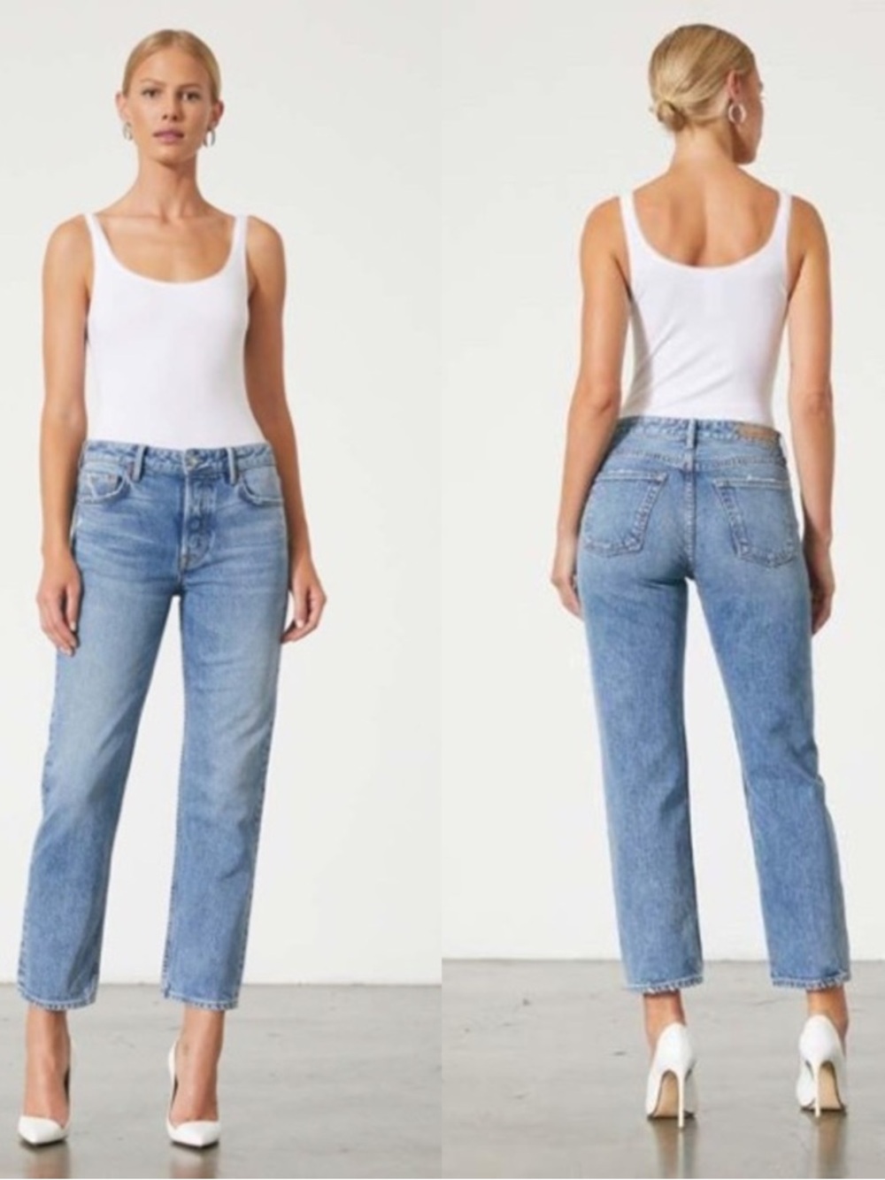 GRLFRND‎ Helena 90s High Rise Straight Jeans 23 Missing Words MSRP $228